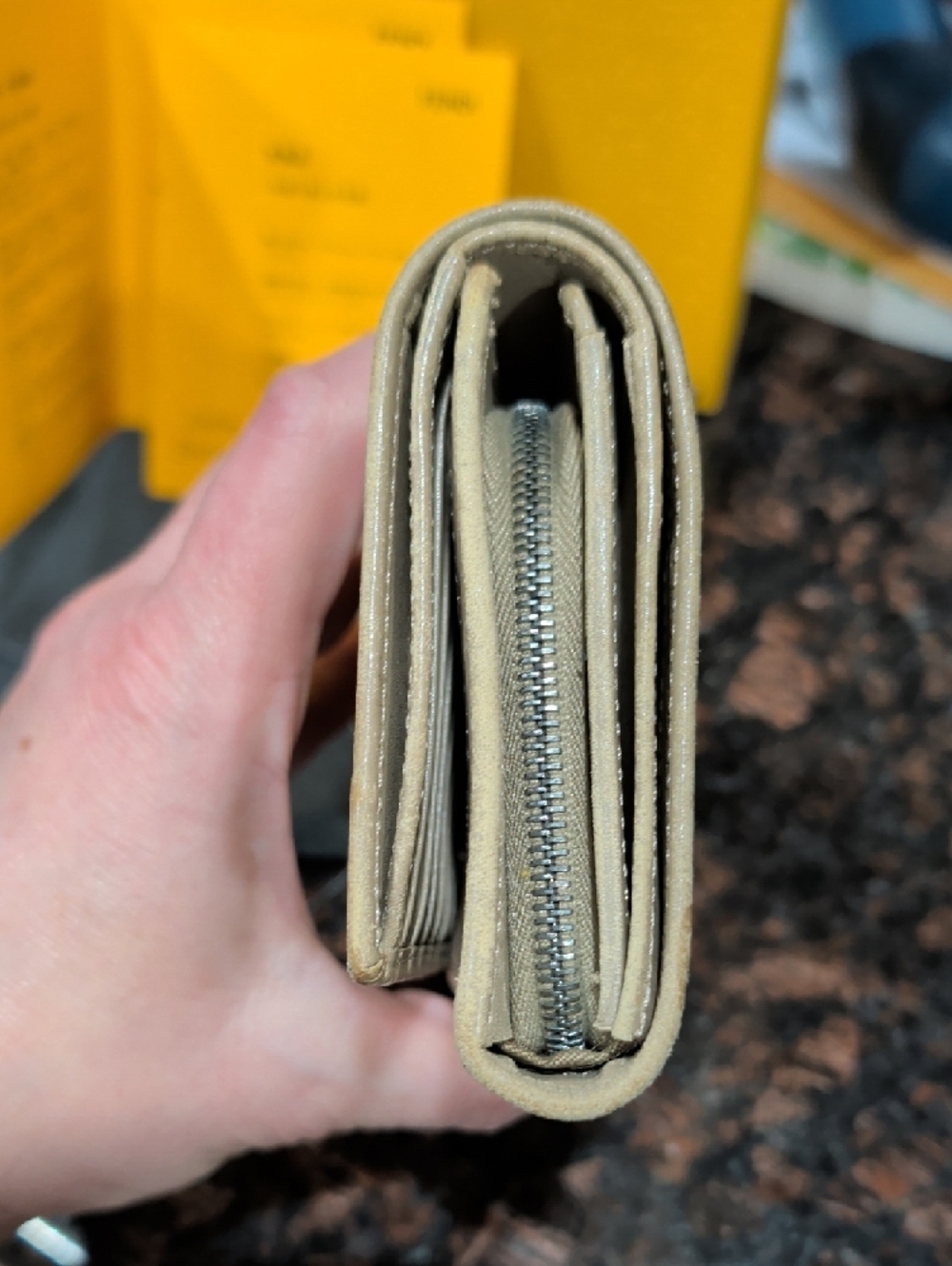 Fendi Beige Zucca Canvas Fold Wallet with Taupe Trim - Picture 10 of 16